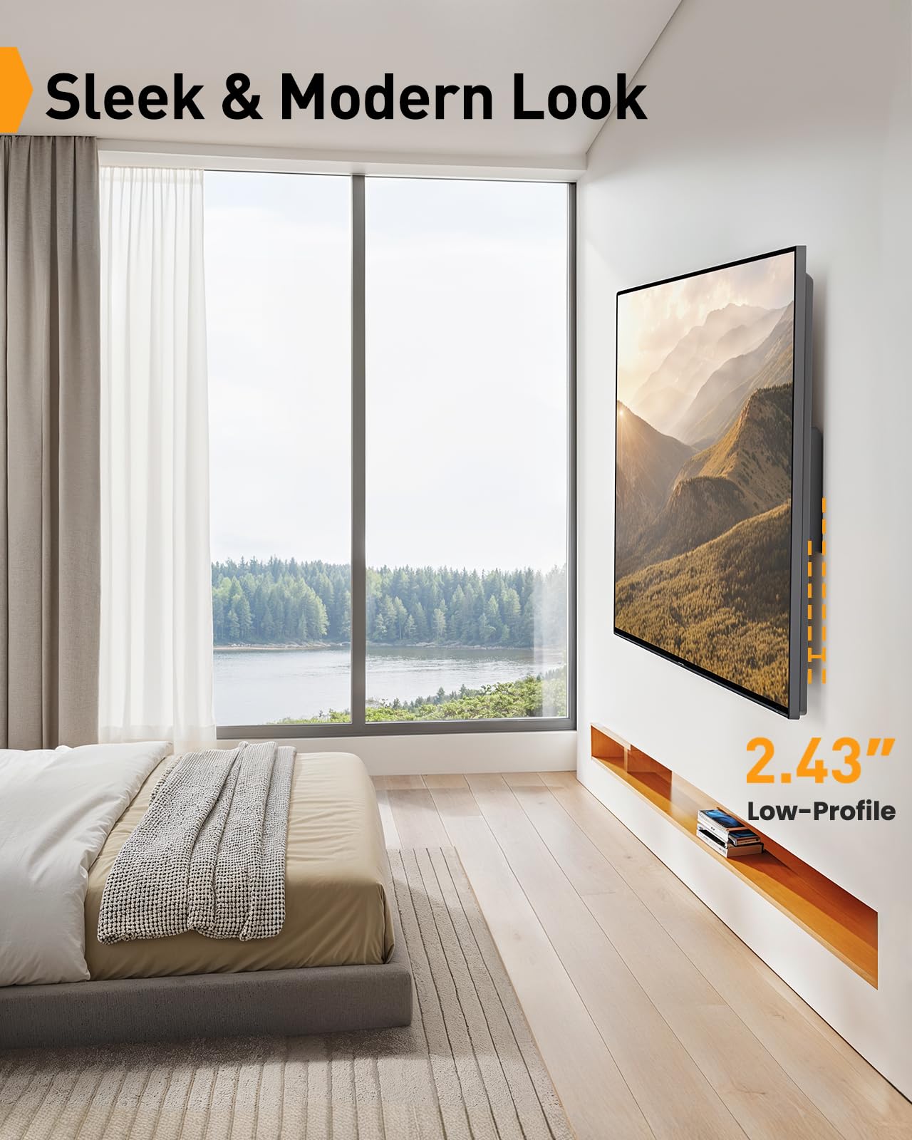 Perlegear Tilting TV Wall Mount for 42–90 Inch TVs up to 132 lbs, Low-Profile TV Mount Wall Bracket with Leveling After Mounting, Fast Install with Template & Hardware, Max VESA 800 x 400mm, PGXT5