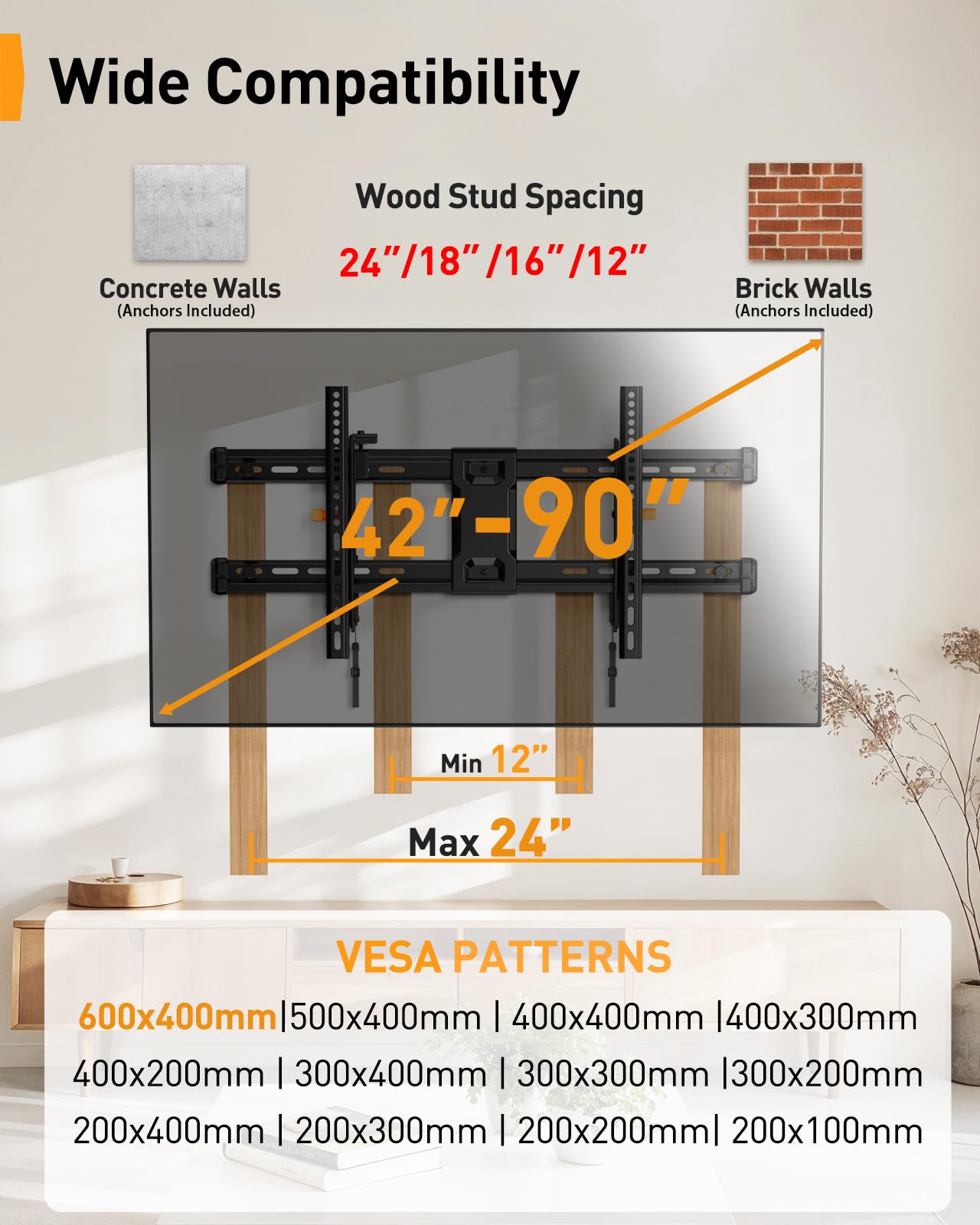 Full-Motion Heavy-Duty TV Wall Mount for 42
