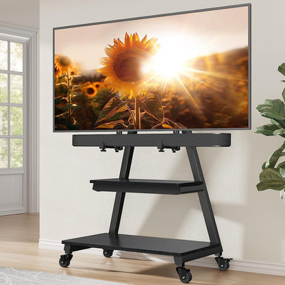 Heavy-Duty TV Cart For 43" To 83" TVs With Soundbar Mount