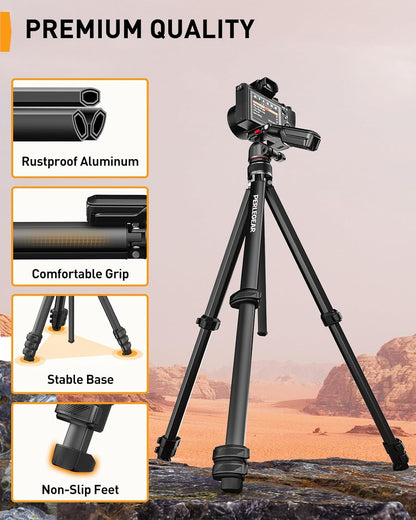 59.84″ Portable and Height-Adjustable Tripod for Camera and Phone
