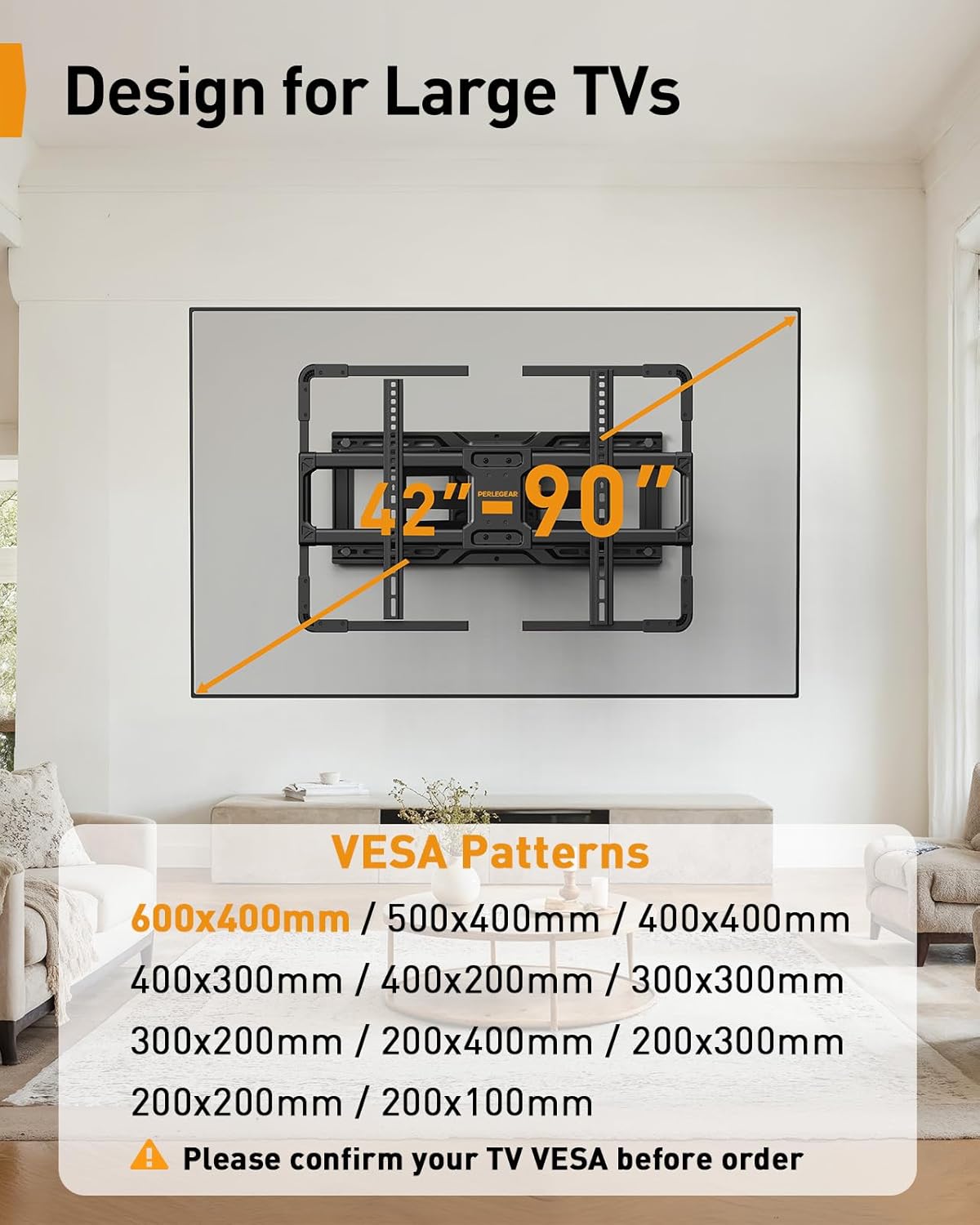 Perlegear AuraFrame™ Pre-Assembled TV Wall Mount