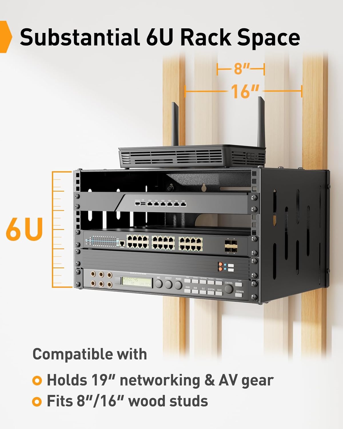 6U Open Frame Network Rack for 19″ Servers & AV Gear