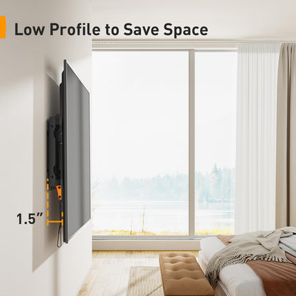 Perlegear Tilting TV Wall Mount for Most 37-82 inch TVs up to 132 lbs, Low Profile Tilt TV Mount Wall Bracket for Flat or Curved TVs, Fits 24”/18”/16” Studs, Max VESA 600x400mm, PGLT2