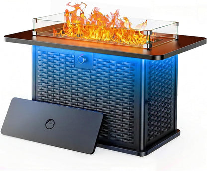 Outdoor Cozy Fire Pit with RGB Lighting Strip