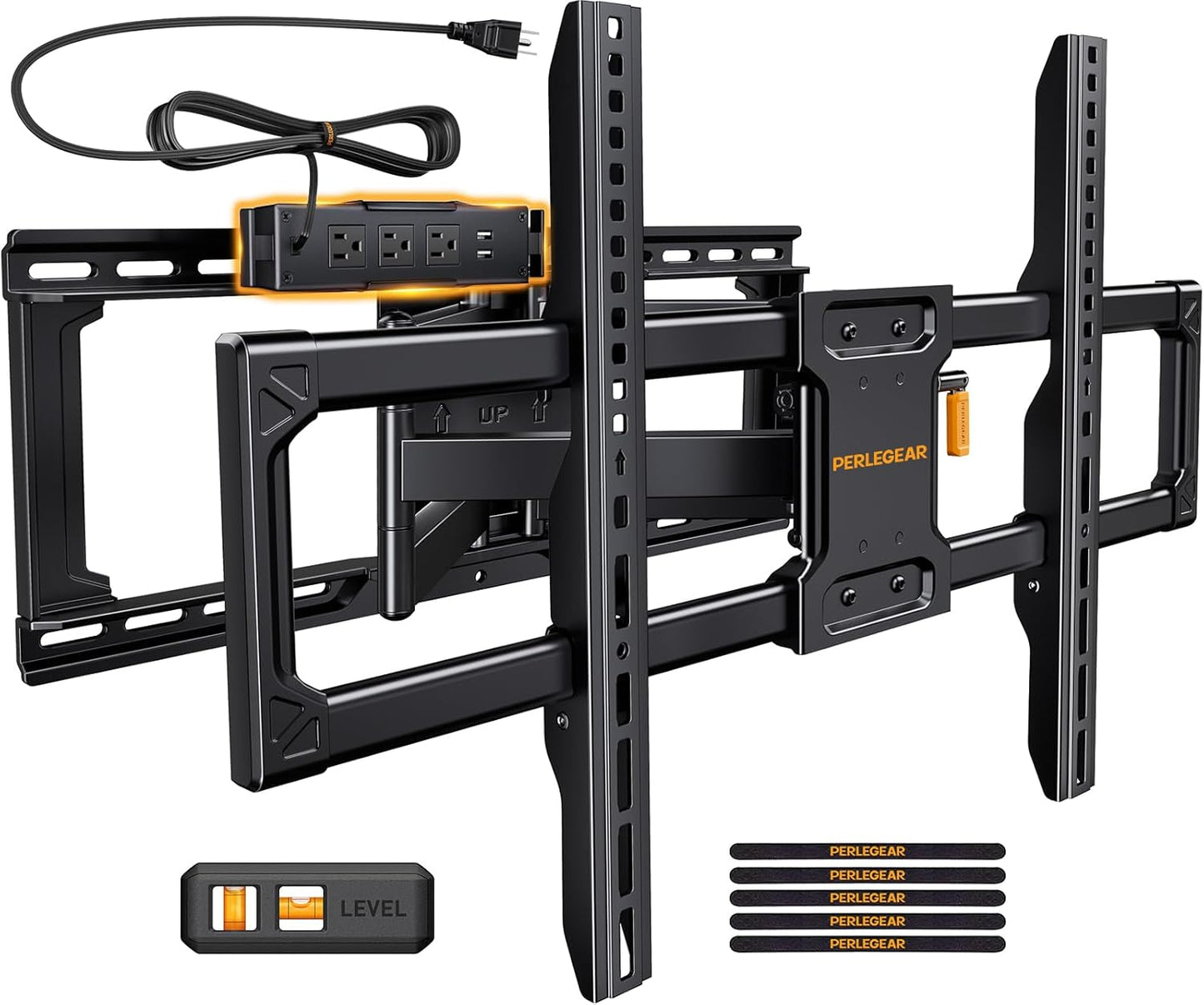 Full Motion TV Wall Mount with Power Strip for 42–90 Inch TVs, PGLF11-US