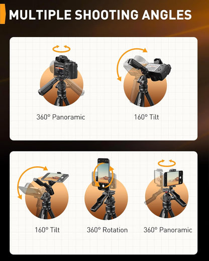 59.84″ Portable and Height-Adjustable Tripod for Camera and Phone