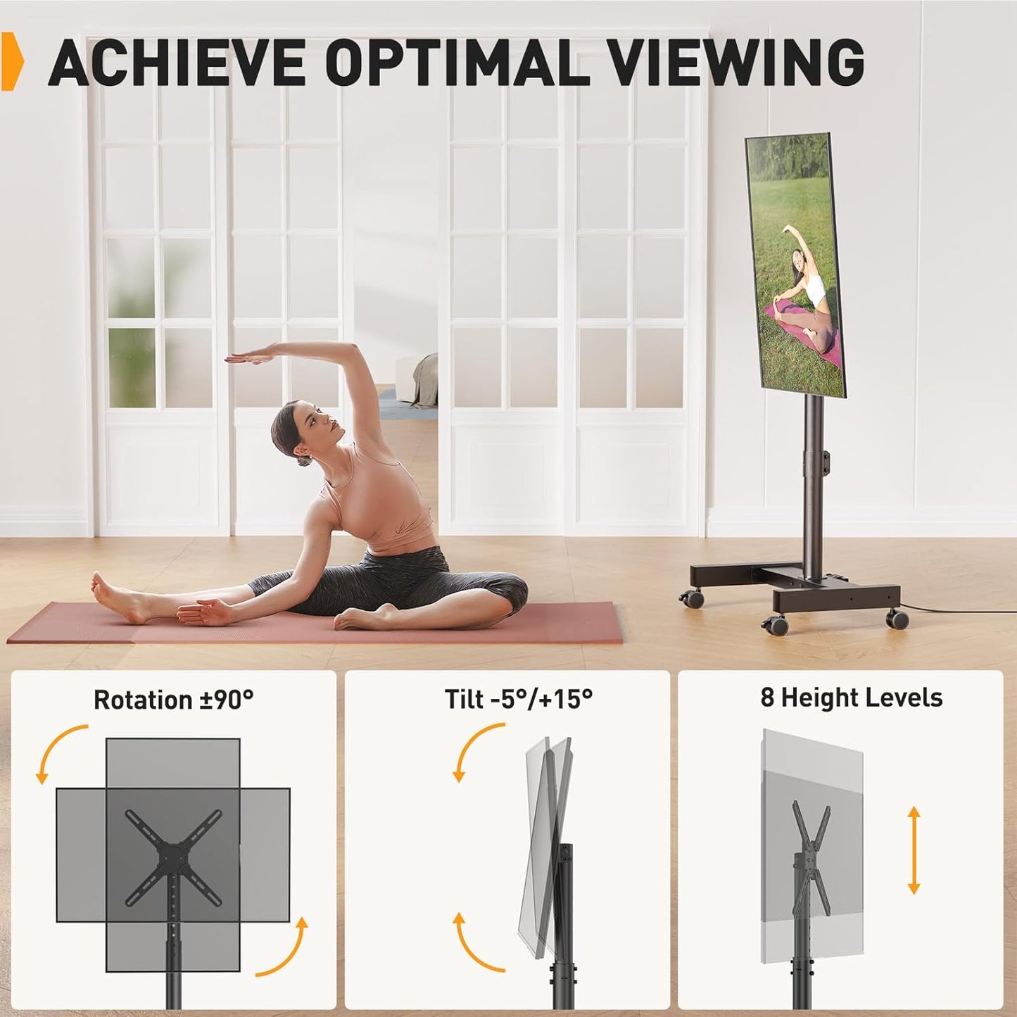 Rolling TV Stand with Power Outlet