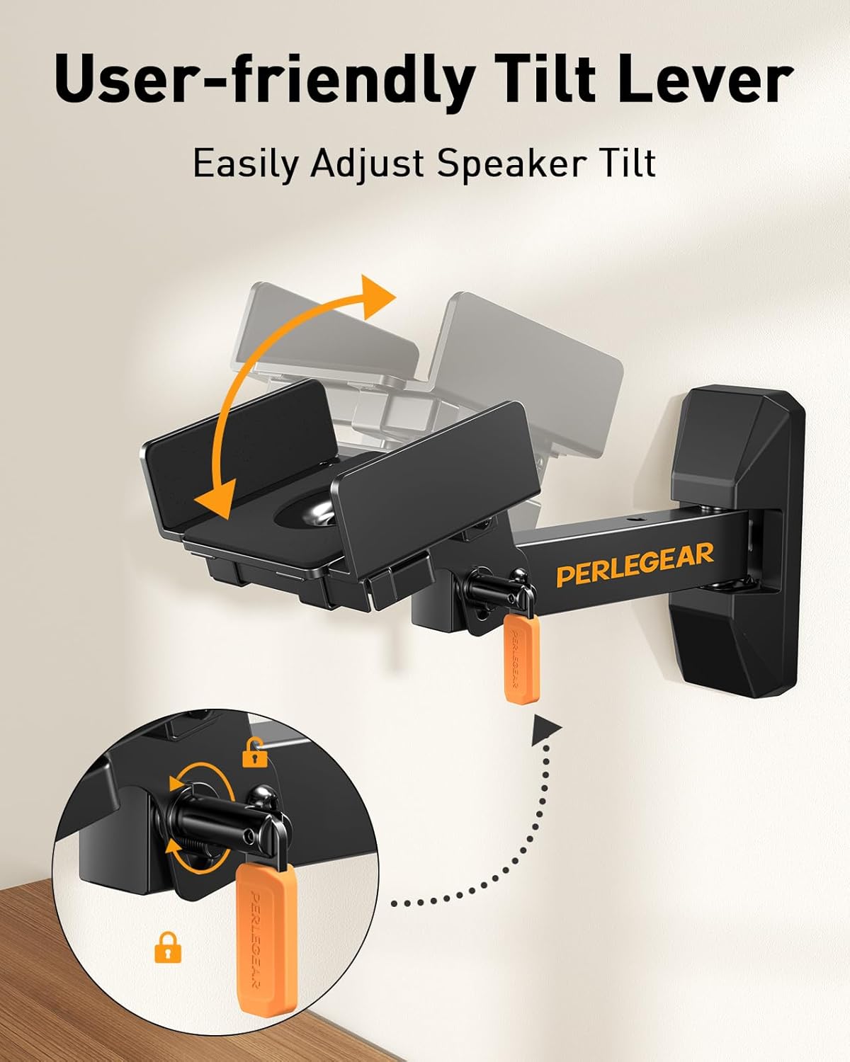 Pre-Assembled Bookshelf Speaker Mount with Cushioned Tilt Knob