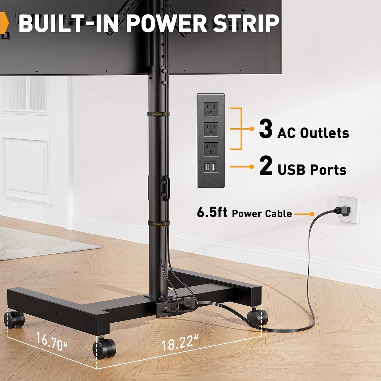 Rolling TV Stand with Power Outlet