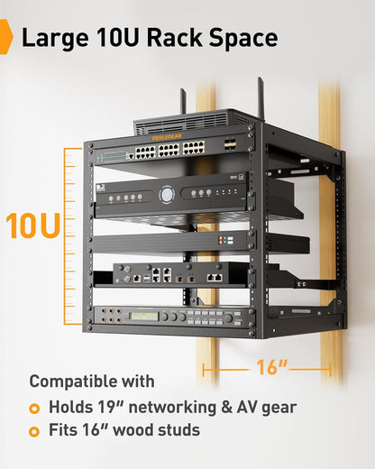 10U Open Frame Network Rack for 19″ Servers & AV Gear
