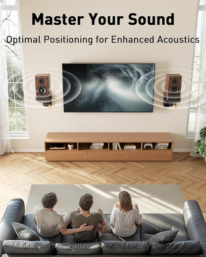 Pre-Assembled Bookshelf Speaker Mount with Cushioned Tilt Knob