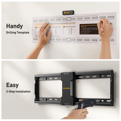 Perlegear Tilting TV Wall Mount for Most 37-82 inch TVs up to 132 lbs, Low Profile Tilt TV Mount Wall Bracket for Flat or Curved TVs, Fits 24”/18”/16” Studs, Max VESA 600x400mm, PGLT2