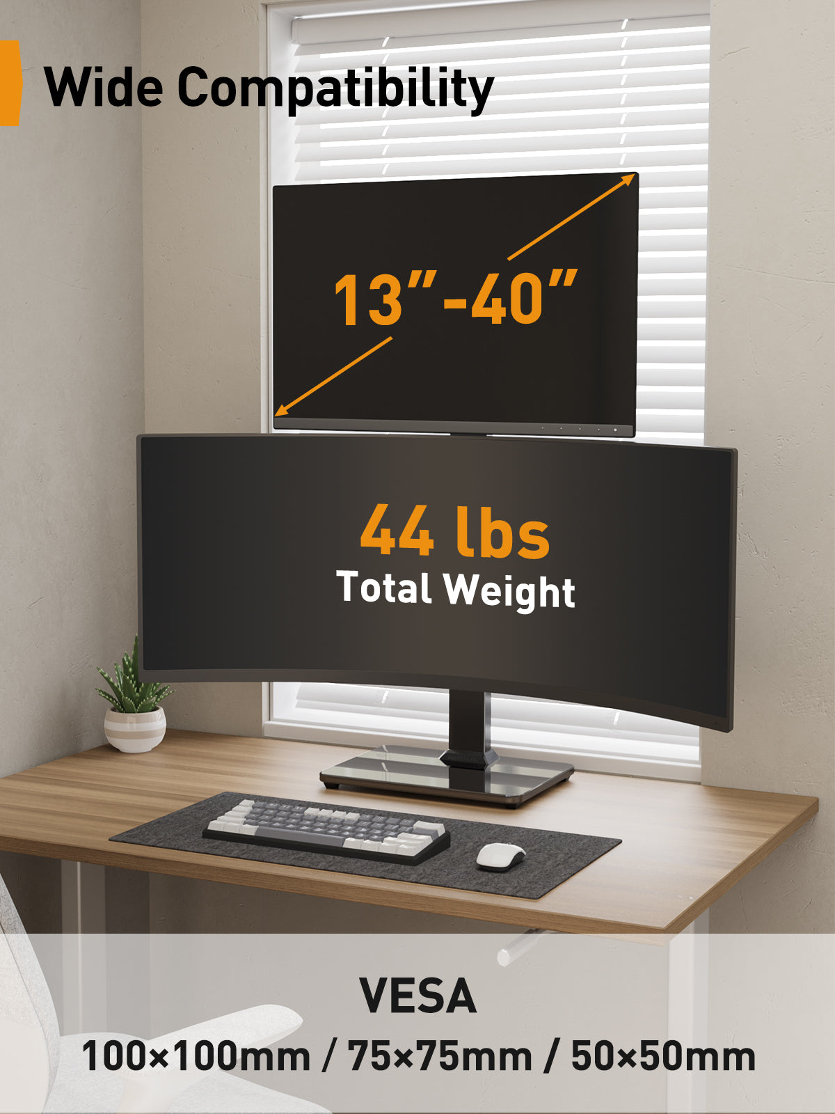 Dual Monitor Stand for 13" to 40" Screens