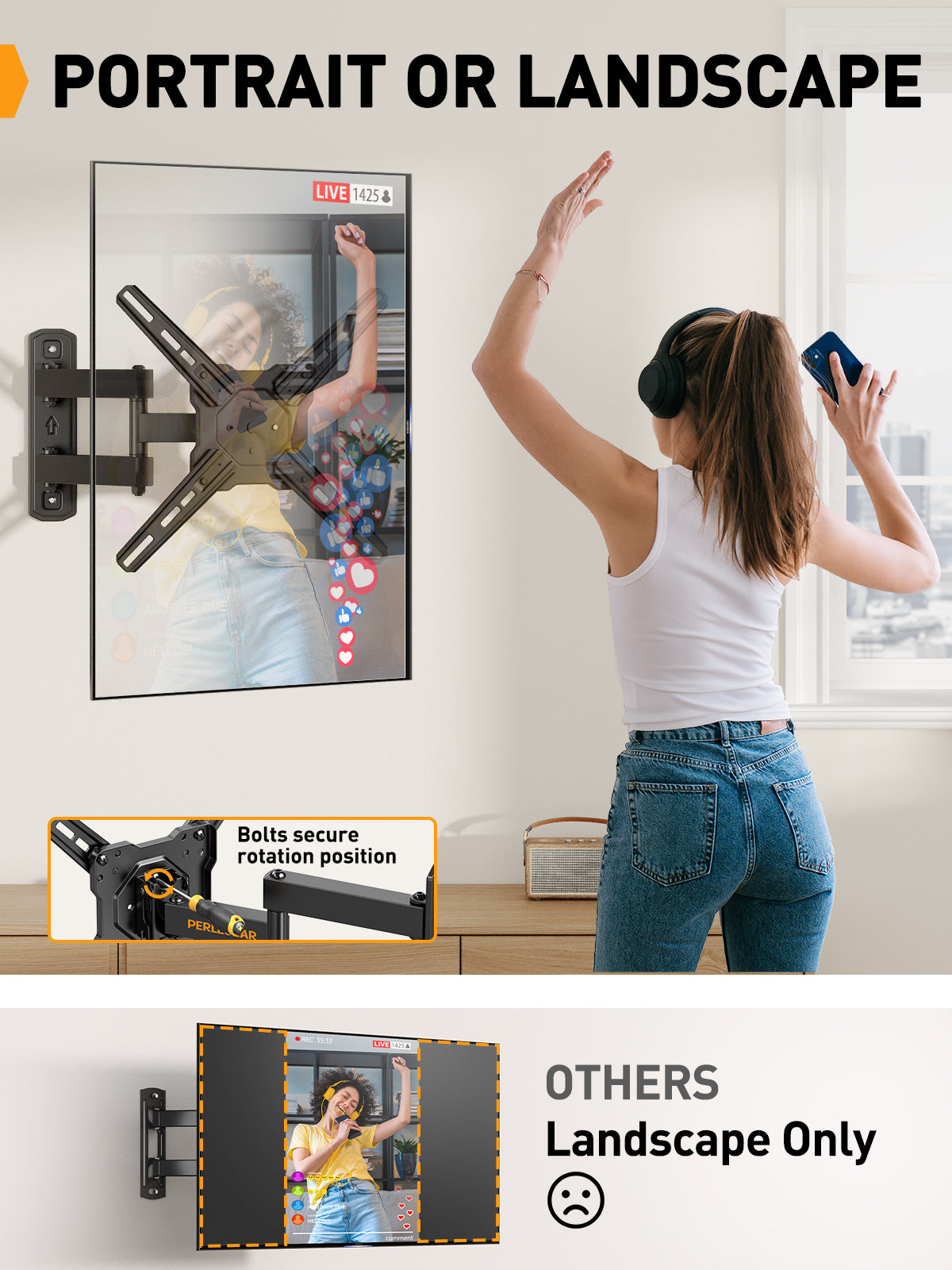Full Motion TV Wall Mount For 26" to 50" TVs, PGMF13-US