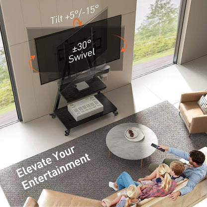 Heavy-Duty TV Cart For 43" To 83" TVs With Soundbar Mount