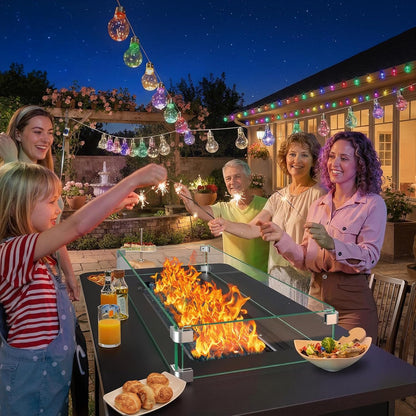 Outdoor Cozy Fire Pit with RGB Lighting Strip