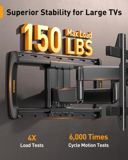 Perlegear Full Motion TV Wall Mount for 42-95″ TVs, PGTVM41B-LF-US