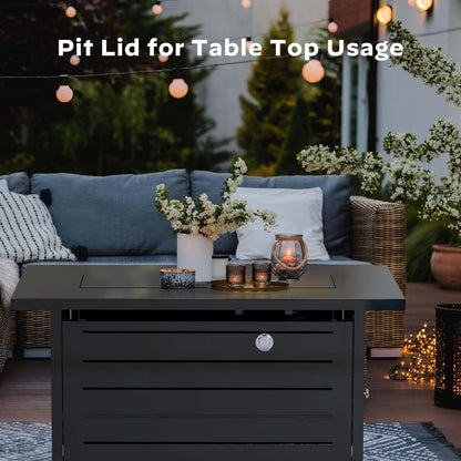 42 Inch Gas Fire Pit Table, 60,000 BTU Propane Fire Pit for Patio