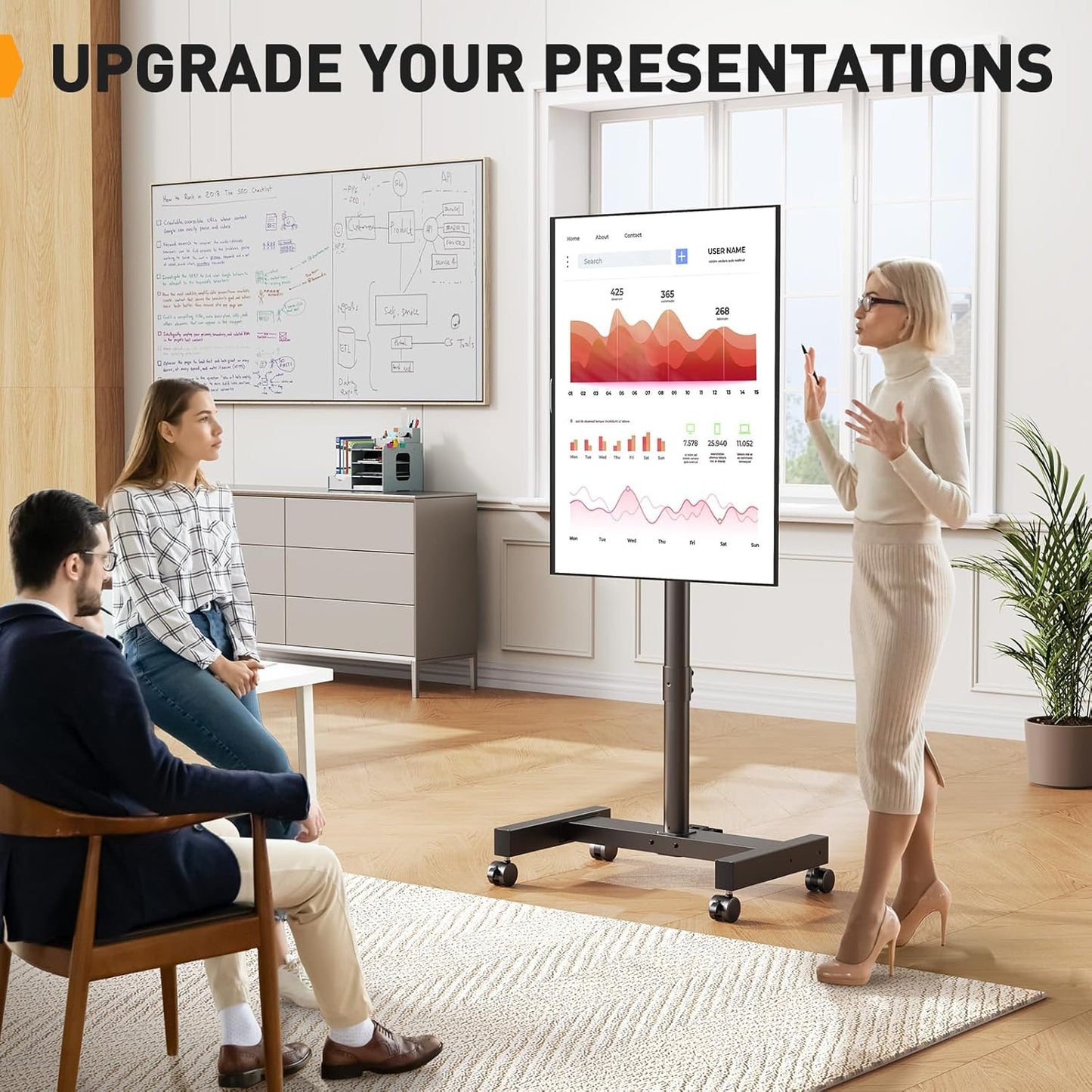 Rolling TV Stand with Power Outlet