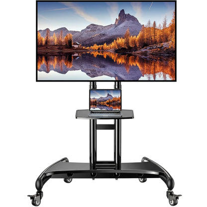 Perlegear Floor TV Stand for 50–110″ TVs with Power Strip, Holds Up to 250 lbs, Universal Standing TV Mount with Adjustable Shelf & Feet, Max VESA 800x600mm, Tall TV Stand for Living Room, PGFS20B