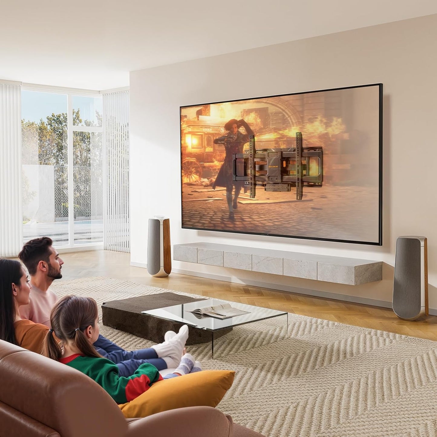 Full Motion TV Wall Mount with Power Strip for 42–90 Inch TVs, PGLF11-US