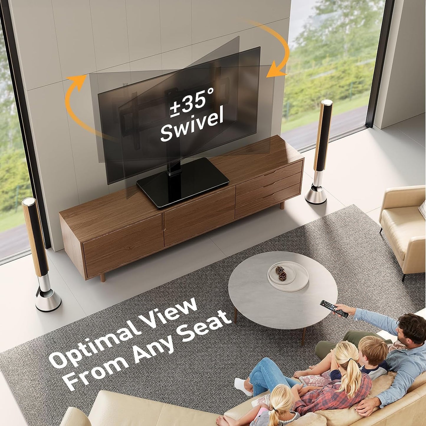 Swivel Tabletop TV Stand For 37" to 80" TVs