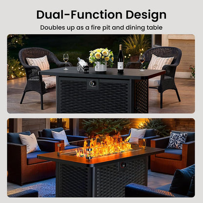 Outdoor Cozy Fire Pit with RGB Lighting Strip