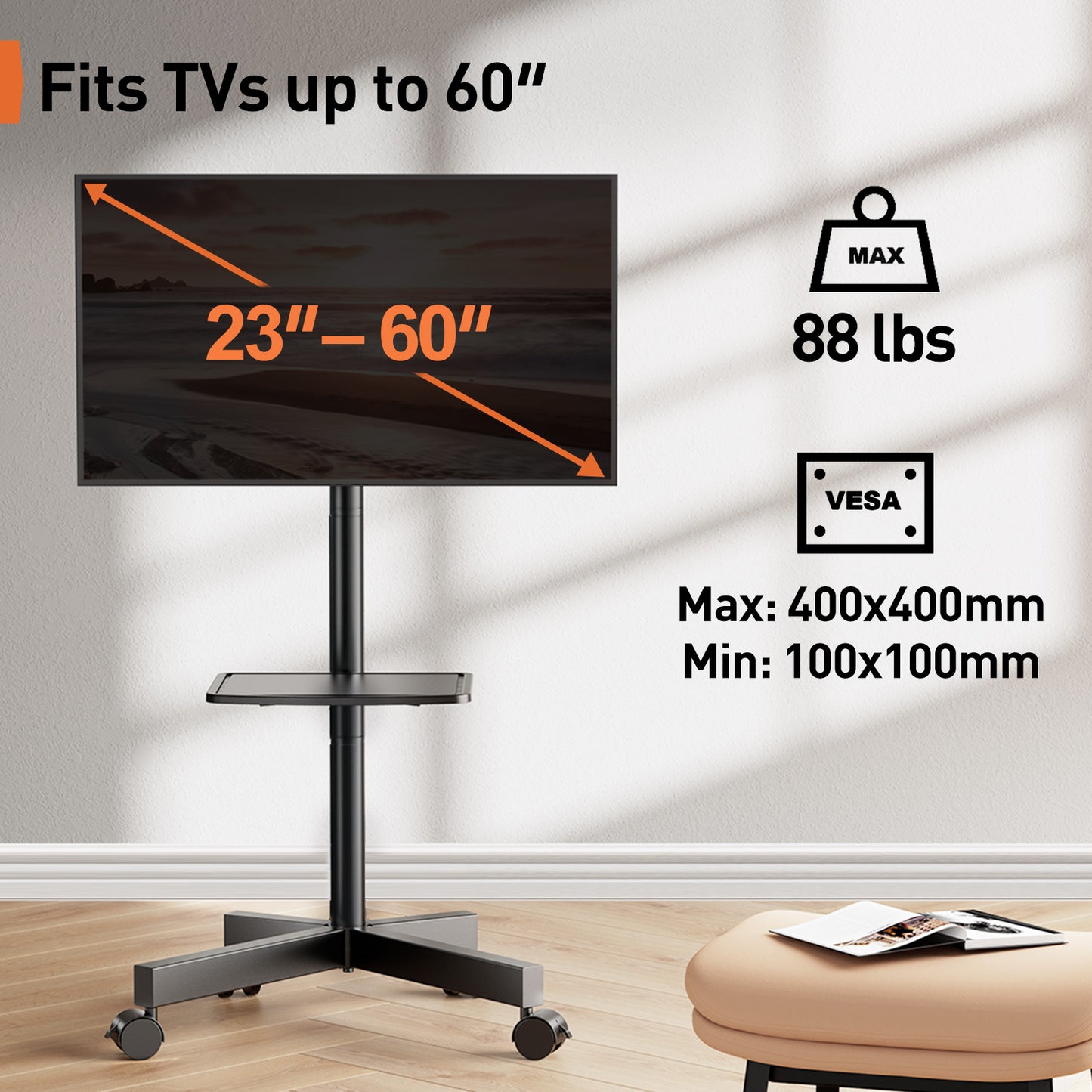TV Cart For 23" To 60" TVs