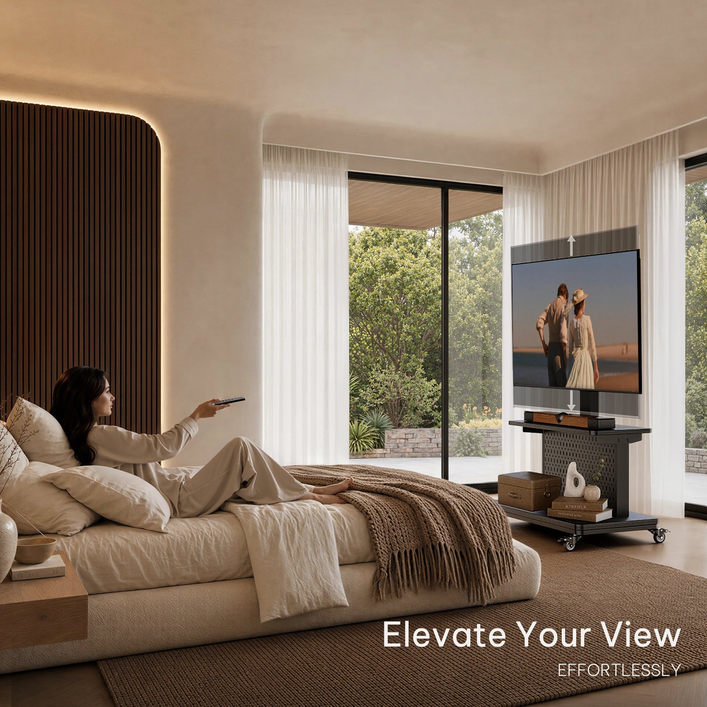 TV Cart with Remote Control For 32" To 80" TVs