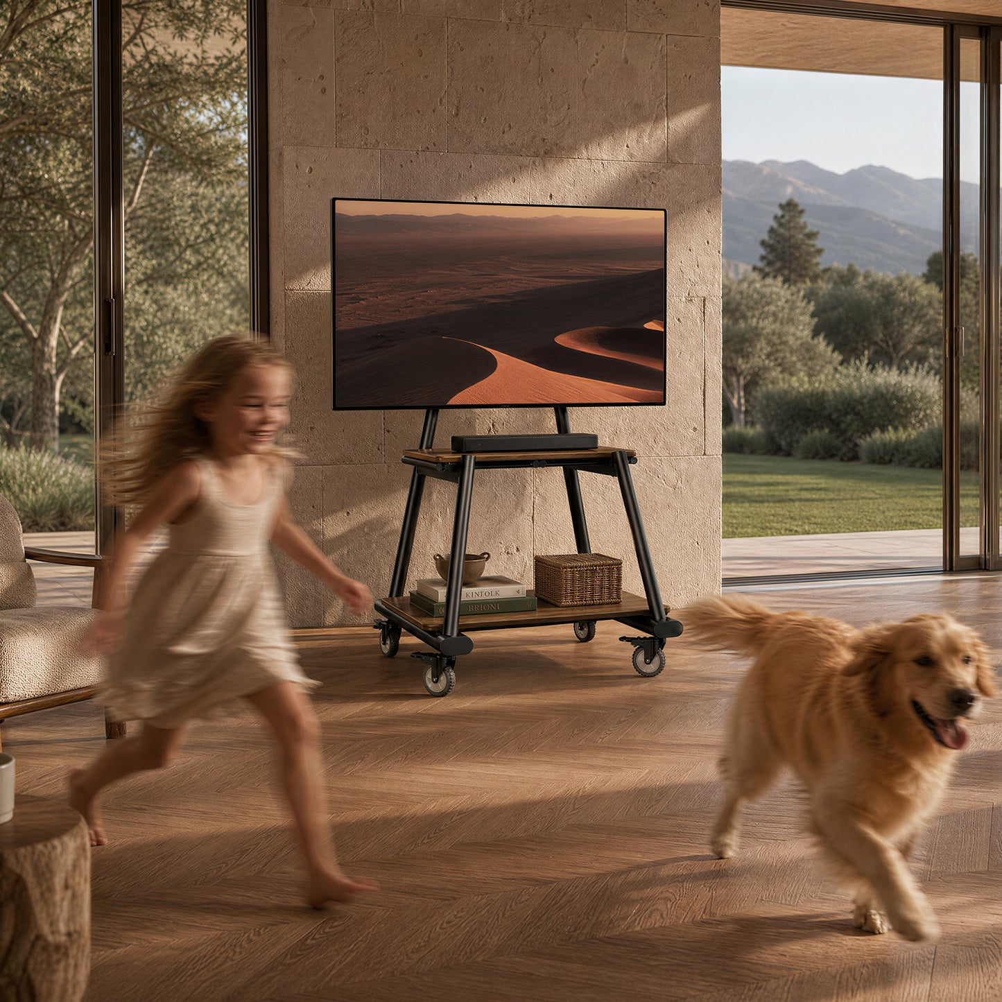 Heavy-Duty TV Cart For 43" To 82" TVs