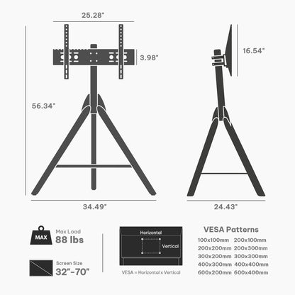 Perlegear Universal Floor TV Stand for 32–70" TVs,PGFLS34BPGFLS38B-US