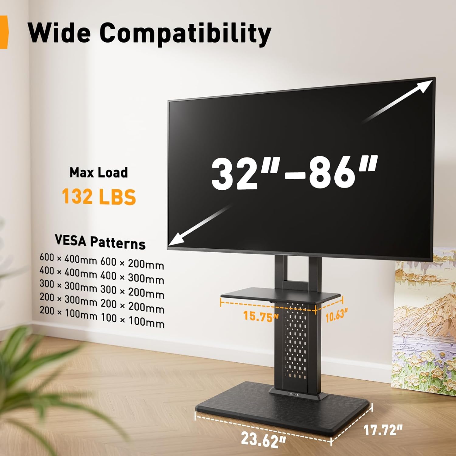 Tilting Heavy-Duty TV Cart for 32-86