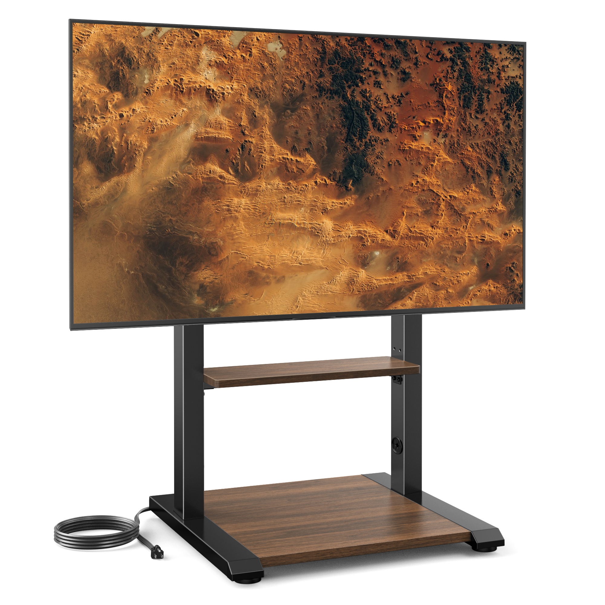 Perlegear Floor TV Stand for 50–110″ TVs with Power Strip, Holds Up to 250 lbs, Universal Standing TV Mount with Adjustable Shelf & Feet, Max VESA 800x600mm, Tall TV Stand for Living Room