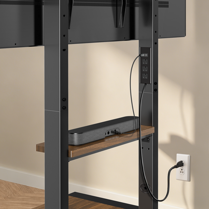 Perlegear Floor TV Stand for 50–110″ TVs with Power Strip, Holds Up to 250 lbs, Universal Standing TV Mount with Adjustable Shelf & Feet, Max VESA 800x600mm, Tall TV Stand for Living Room