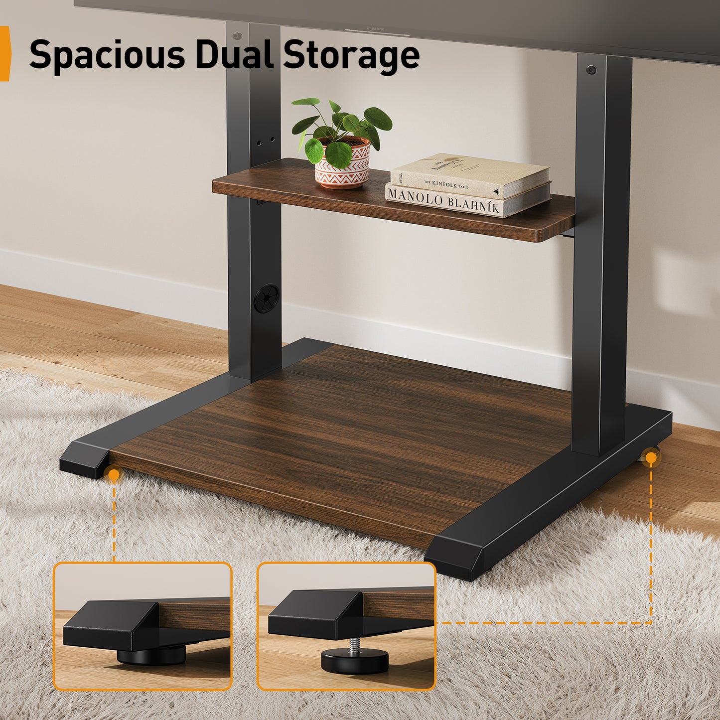 Perlegear Floor TV Stand for 50–110″ TVs with Power Strip, Holds Up to 250 lbs, Universal Standing TV Mount with Adjustable Shelf & Feet, Max VESA 800x600mm, Tall TV Stand for Living Room