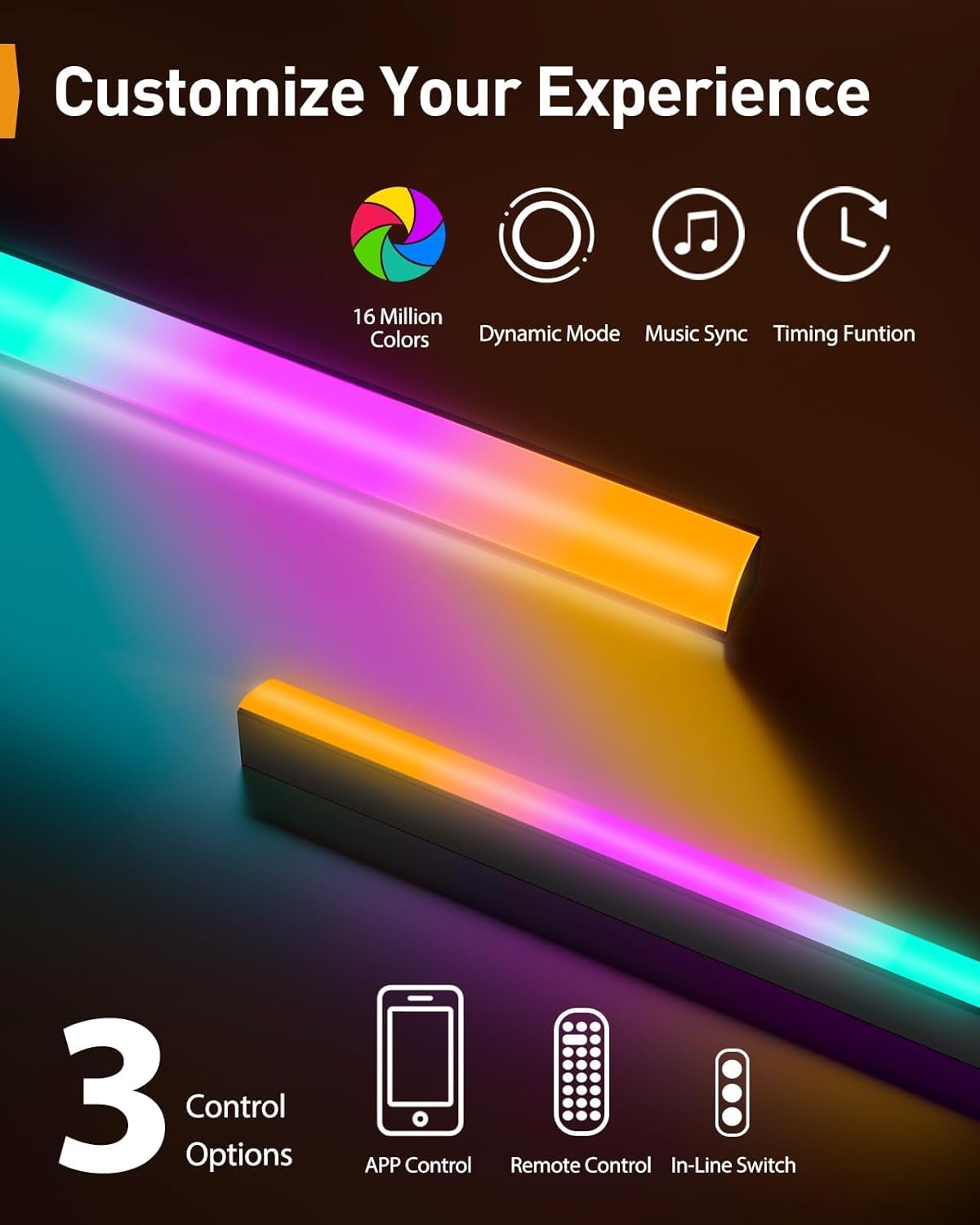 Floor TV Stand with LED Light for 32”-75" TVs