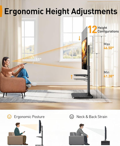 Floor TV Stand with LED Light for 32”-75" TVs