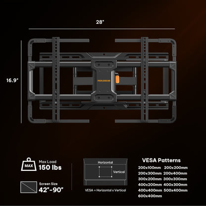 Perlegear AuraFrame™ Pre-Assembled TV Wall Mount