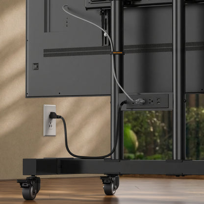 Heavy-Duty Dual-Screen TV Cart with Power Strip for Two 32"–70" TVs, 99 lbs Each | DS31