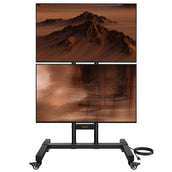 Heavy-Duty Dual-Screen TV Cart with Power Strip for Two 32"–70" TVs, 99 lbs Each | DS31
