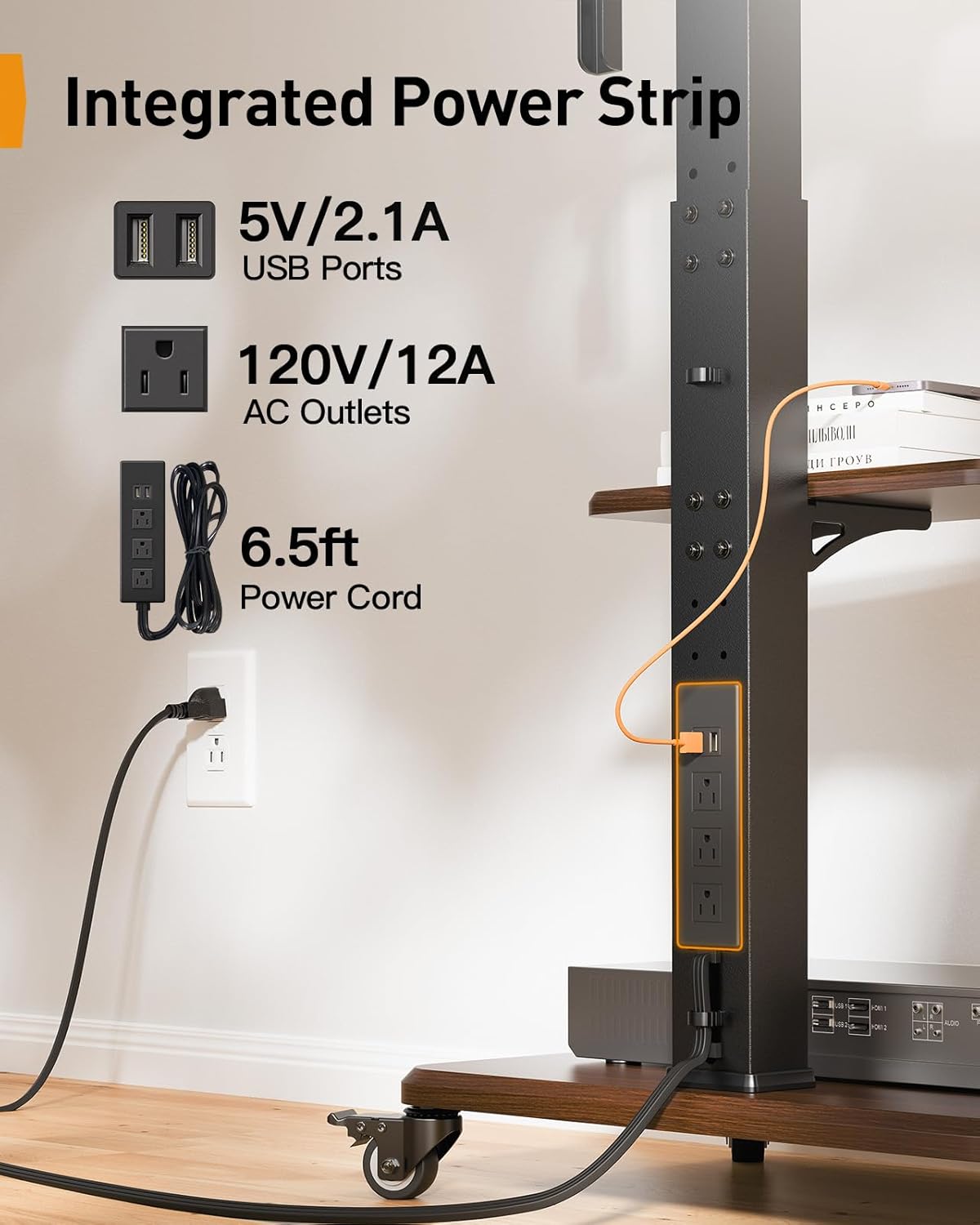 Floor TV Stand with LED Light for 32”-75" TVs, PGTVC32B