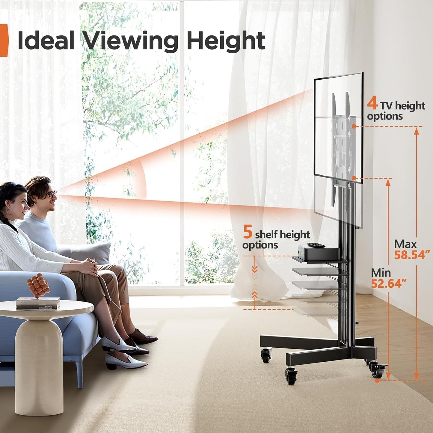 Heavy-Duty TV Cart For 32" To 85" TVs