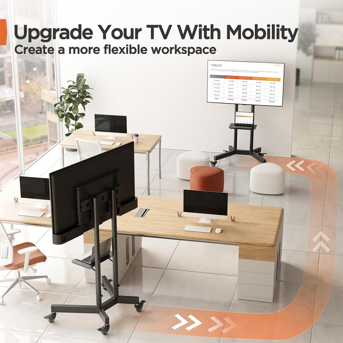 Heavy-Duty TV Cart For 32" To 85" TVs