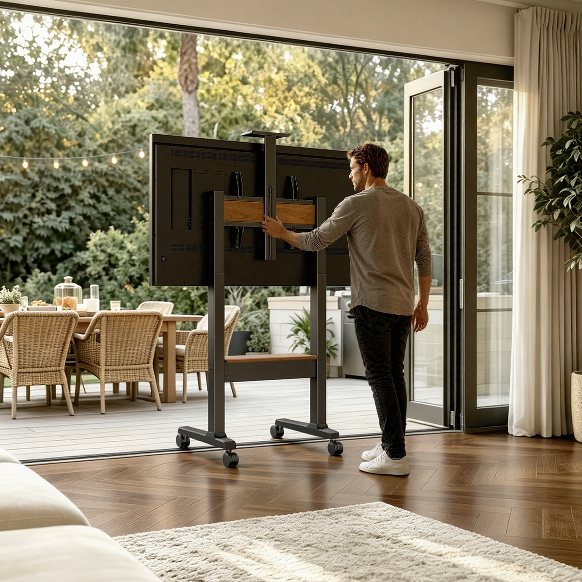 Heavy-Duty TV Cart with Motorized Height-Adjustable AV Shelf for Heavy-Duty TV Cart with Motorized Height-Adjustable AV Shelf for