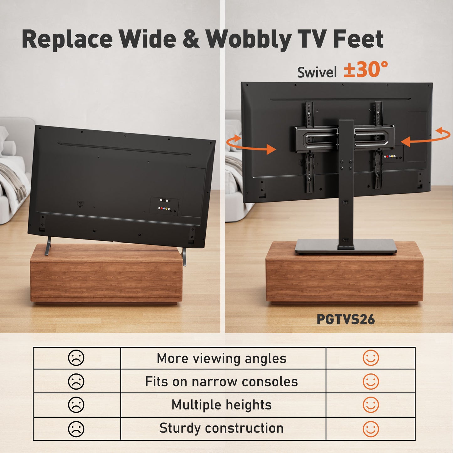 Swivel Tabletop TV Stand For 32" to 70"