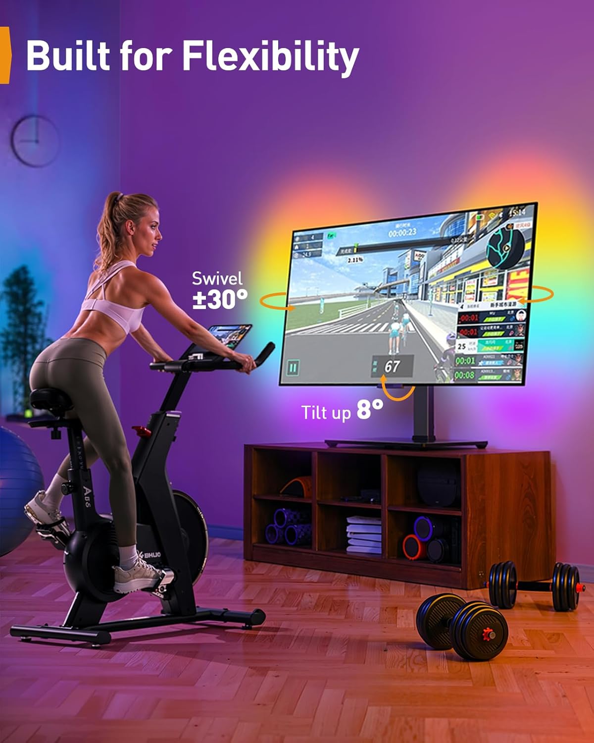 Universal Swivel TV Stand with LED Lights for 32–70 inch TVs