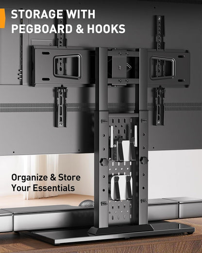 Universal Swivel TV Stand for 42-90 Inch TVs, Glass Base up to 150 lbs