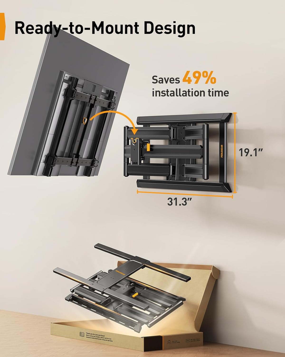 Perlegear TV Wall Mount for 55-120 Inch TVs, PGXLF03B-US
