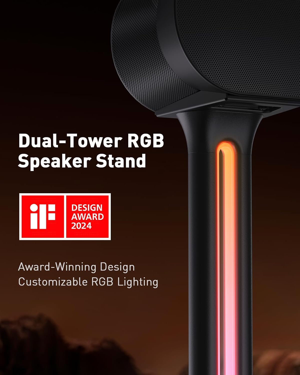 Speaker Stands with RGB Lighting (2 Pack）