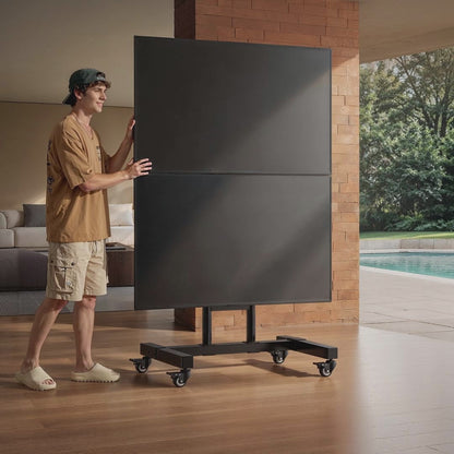 Heavy-Duty Dual-Screen TV Cart with Power Strip for Two 32"–70" TVs, 99 lbs Each | DS31